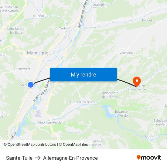 Sainte-Tulle to Allemagne-En-Provence map