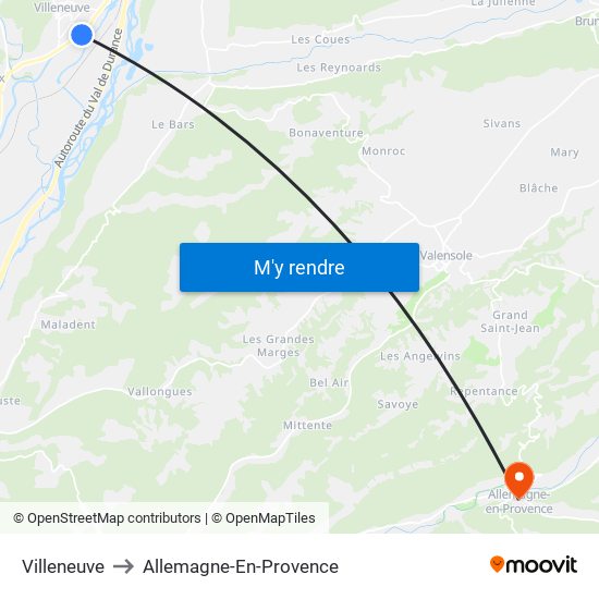 Villeneuve to Villeneuve map