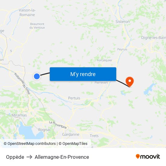 Oppède to Allemagne-En-Provence map