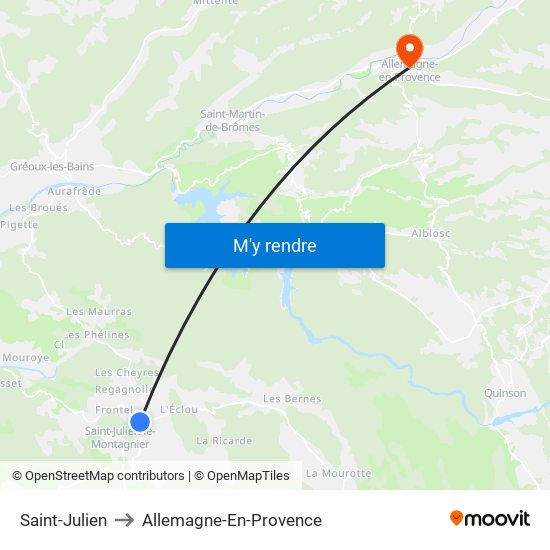 Saint-Julien to Allemagne-En-Provence map
