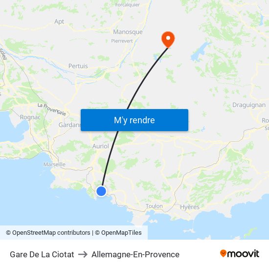 Gare De La Ciotat to Allemagne-En-Provence map