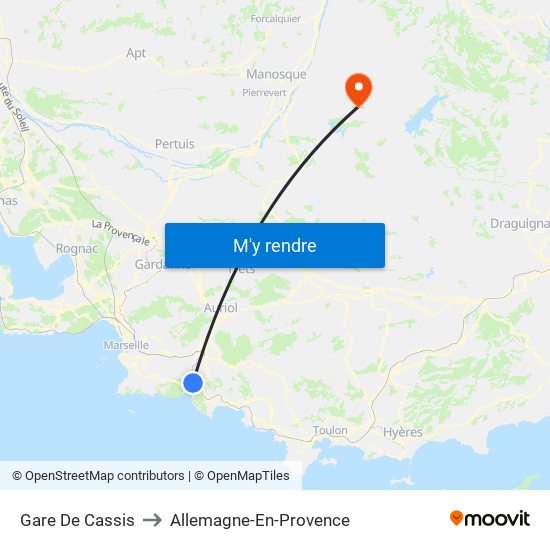 Gare De Cassis to Allemagne-En-Provence map