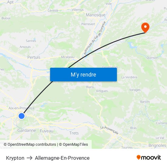 Krypton to Allemagne-En-Provence map