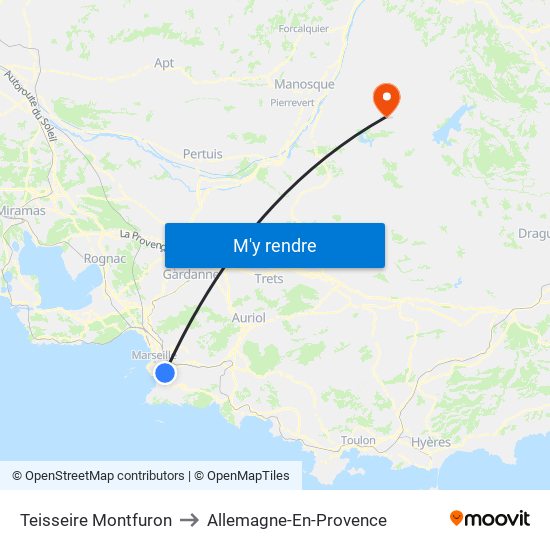 Teisseire Montfuron to Allemagne-En-Provence map