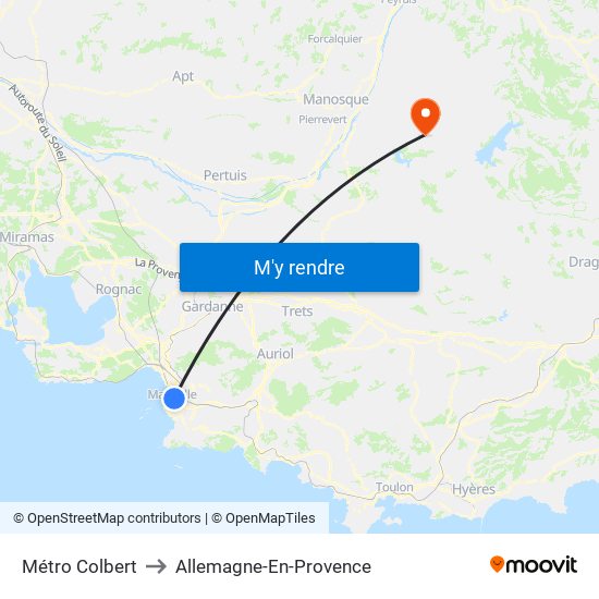Métro Colbert to Allemagne-En-Provence map