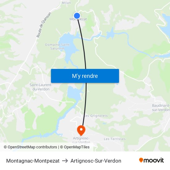 Montagnac-Montpezat to Artignosc-Sur-Verdon map