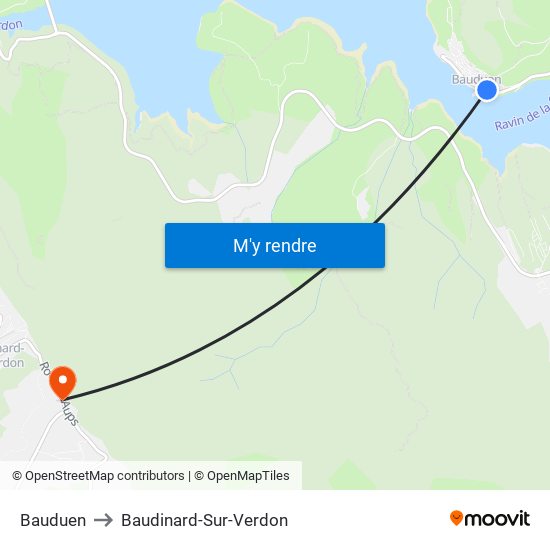 Bauduen to Baudinard-Sur-Verdon map