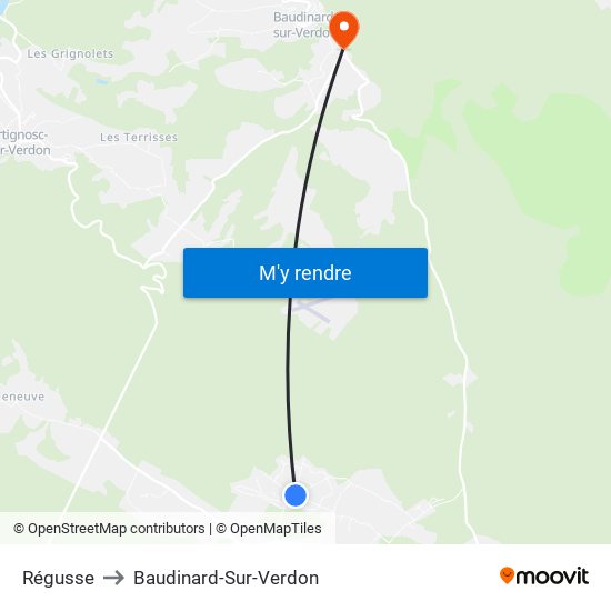 Régusse to Baudinard-Sur-Verdon map