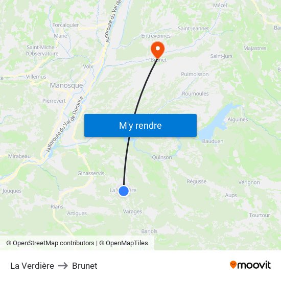 La Verdière to Brunet map