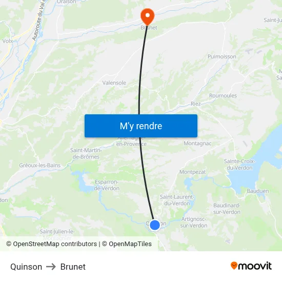 Quinson to Brunet map