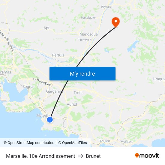 Marseille, 10e Arrondissement to Brunet map