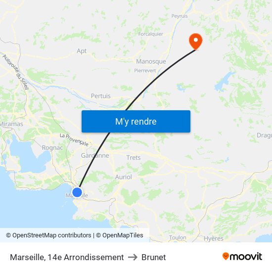 Marseille, 14e Arrondissement to Brunet map