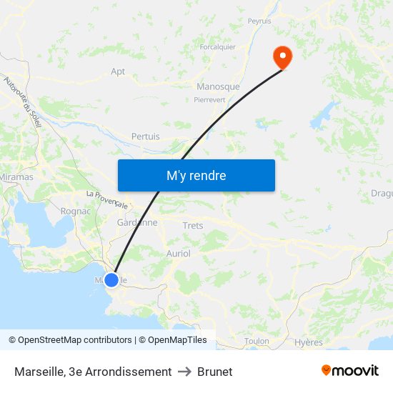 Marseille, 3e Arrondissement to Brunet map