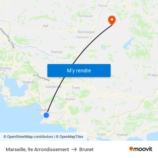 Marseille, 9e Arrondissement to Brunet map