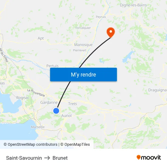 Saint-Savournin to Brunet map