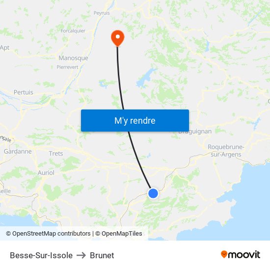 Besse-Sur-Issole to Brunet map