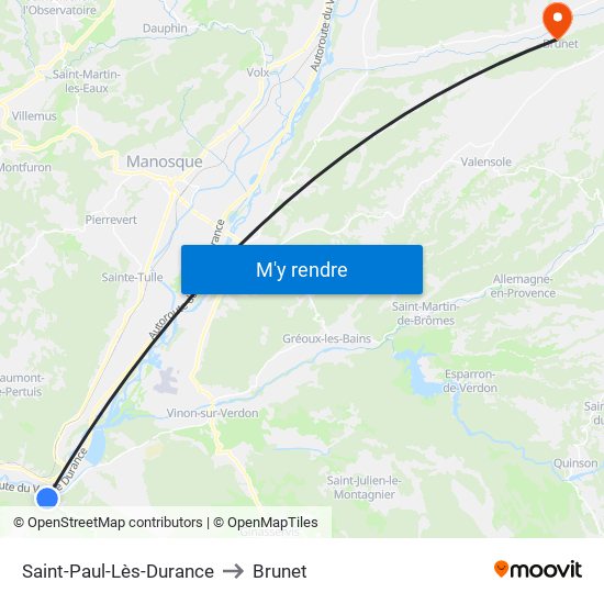 Saint-Paul-Lès-Durance to Brunet map