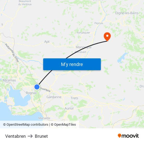 Ventabren to Brunet map