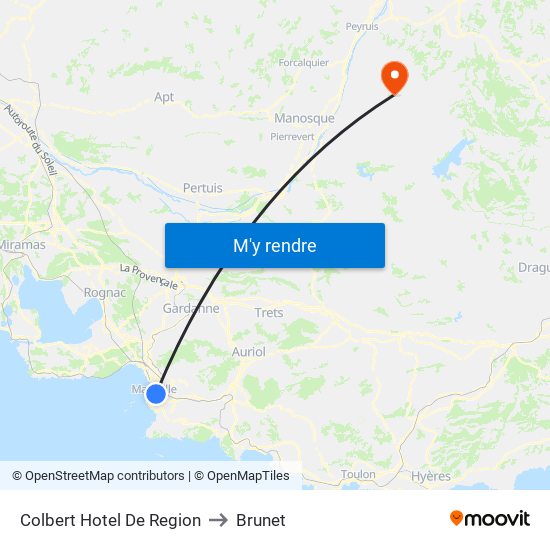 Colbert Hotel De Region to Brunet map