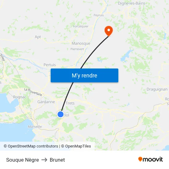 Souque Nègre to Brunet map