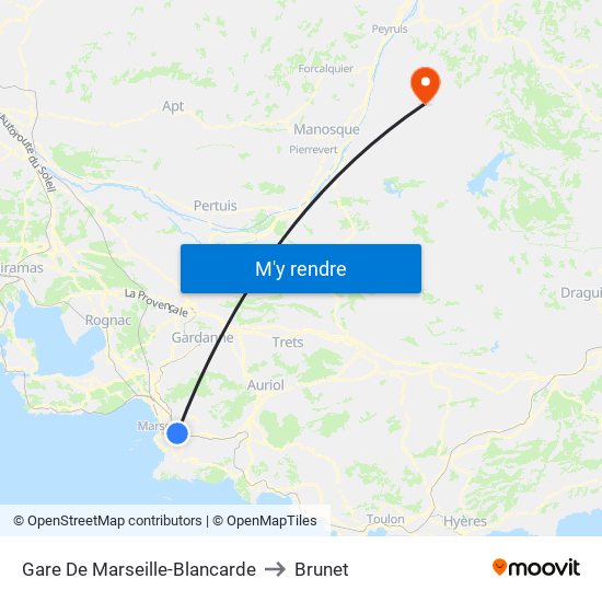 Gare De Marseille-Blancarde to Brunet map