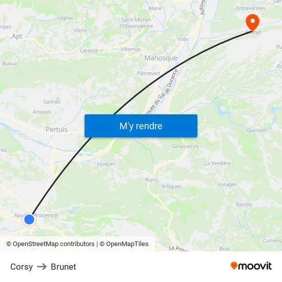 Corsy to Brunet map