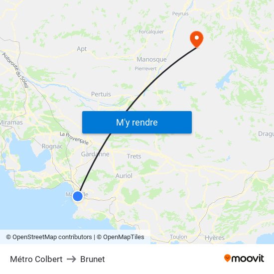 Métro Colbert to Brunet map