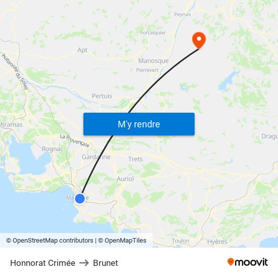 Honnorat Crimée to Brunet map