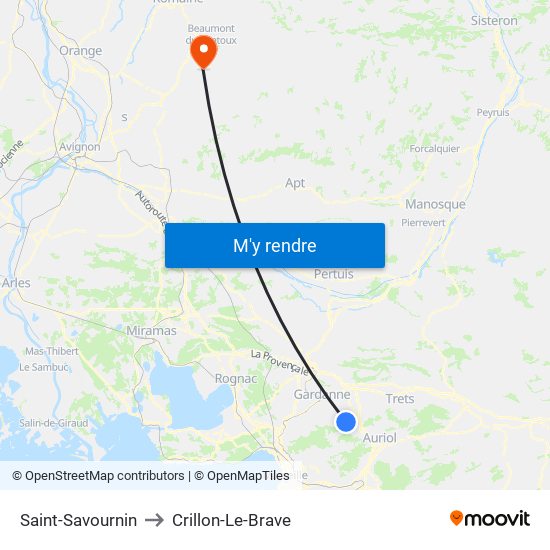 Saint-Savournin to Crillon-Le-Brave map