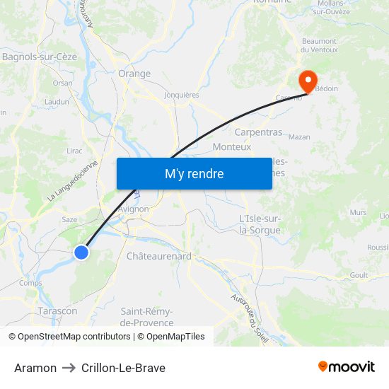 Aramon to Crillon-Le-Brave map