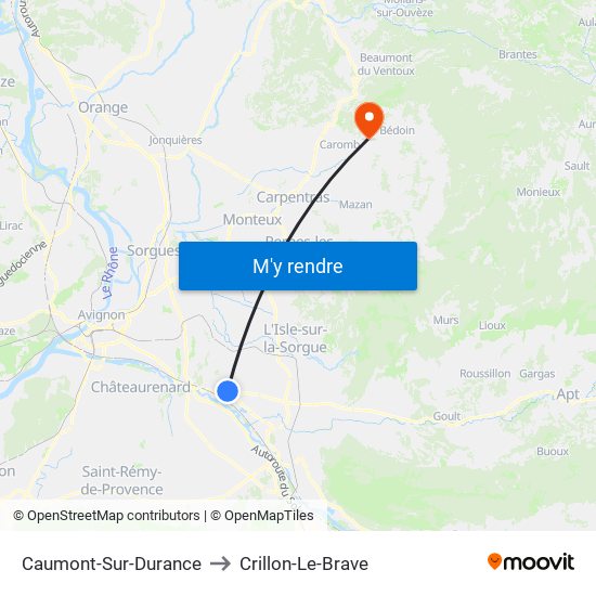 Caumont-Sur-Durance to Crillon-Le-Brave map