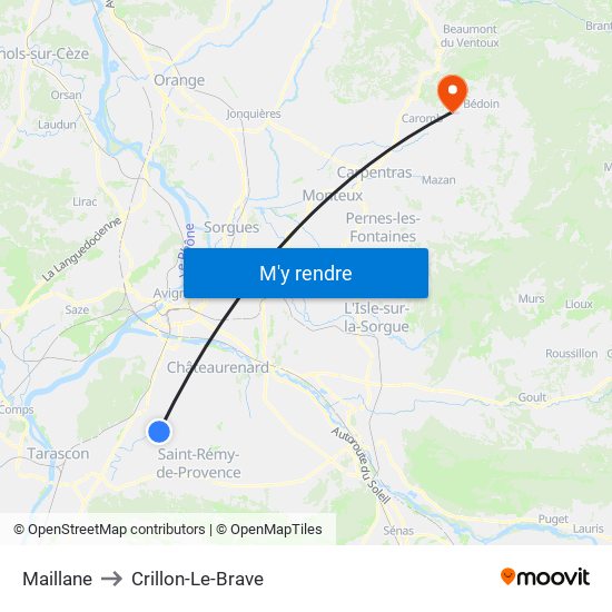 Maillane to Crillon-Le-Brave map
