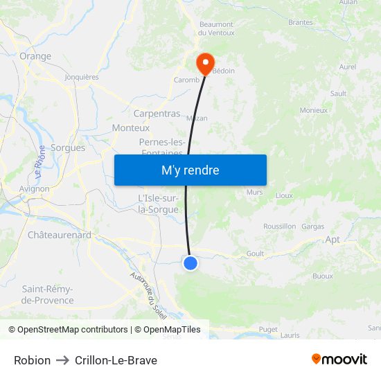 Robion to Crillon-Le-Brave map