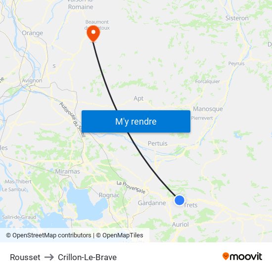 Rousset to Crillon-Le-Brave map