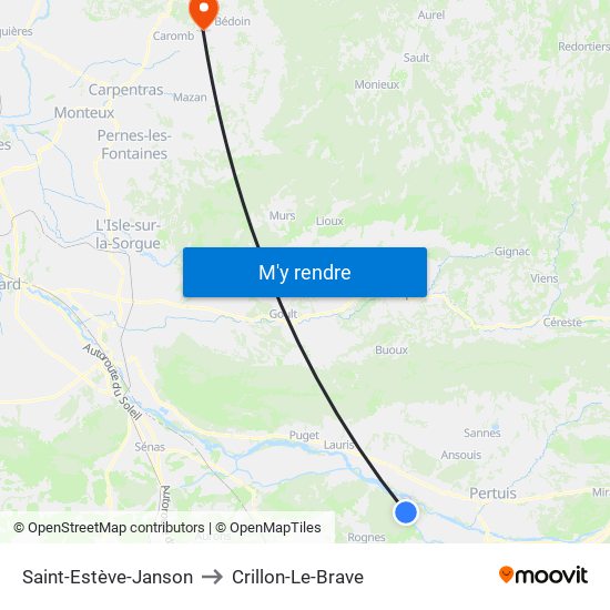 Saint-Estève-Janson to Crillon-Le-Brave map
