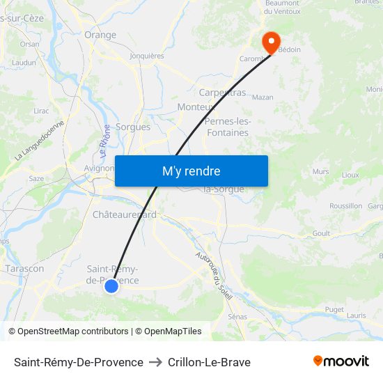 Saint-Rémy-De-Provence to Crillon-Le-Brave map