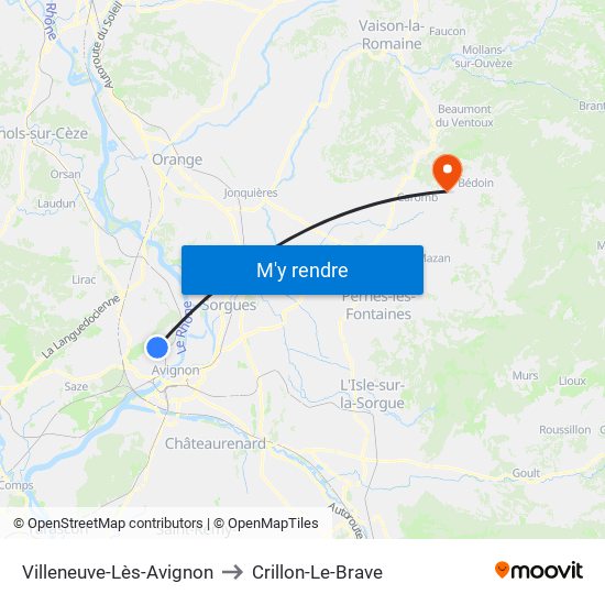 Villeneuve-Lès-Avignon to Crillon-Le-Brave map