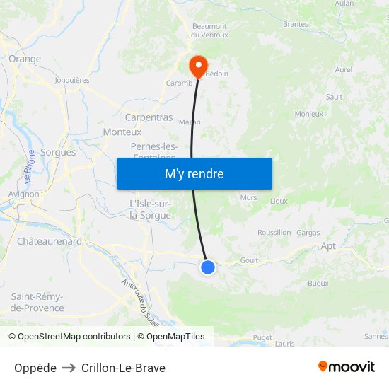 Oppède to Crillon-Le-Brave map