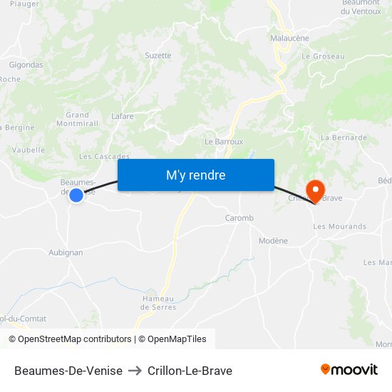 Beaumes-De-Venise to Crillon-Le-Brave map