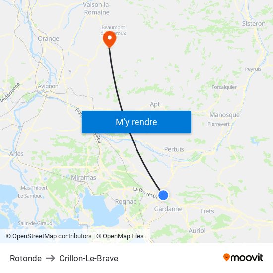 Rotonde to Crillon-Le-Brave map