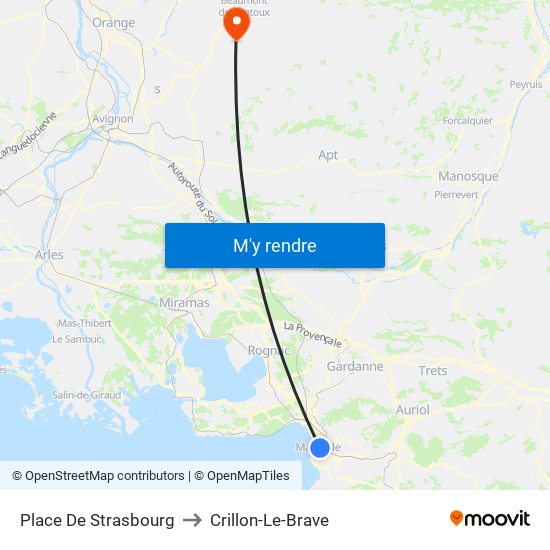 Place De Strasbourg to Crillon-Le-Brave map