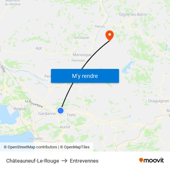 Châteauneuf-Le-Rouge to Entrevennes map