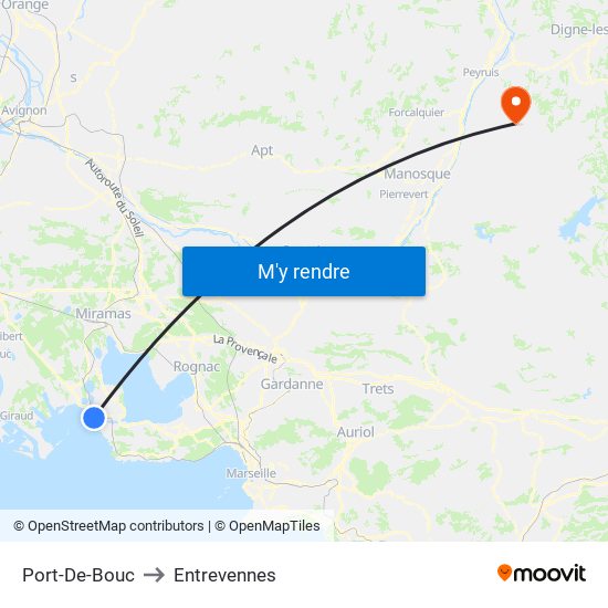 Port-De-Bouc to Entrevennes map