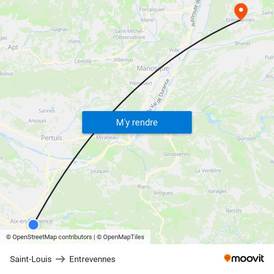 Saint-Louis to Entrevennes map