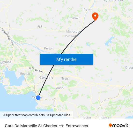 Gare De Marseille-St-Charles to Entrevennes map