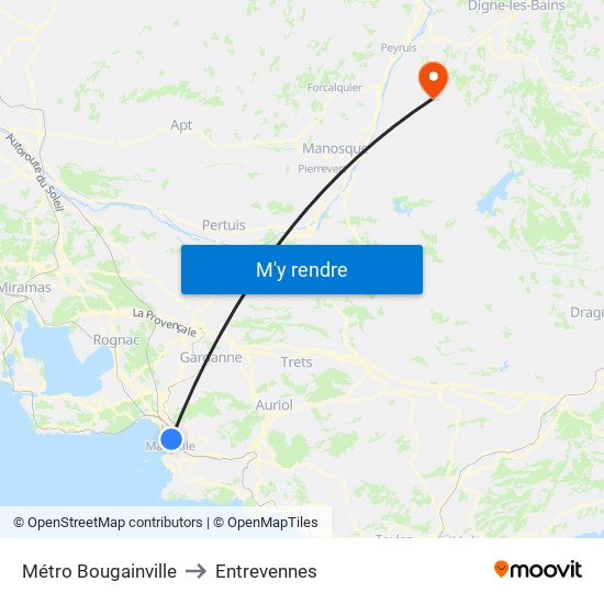 Métro Bougainville to Entrevennes map