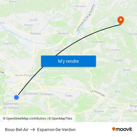 Bouc-Bel-Air to Esparron-De-Verdon map