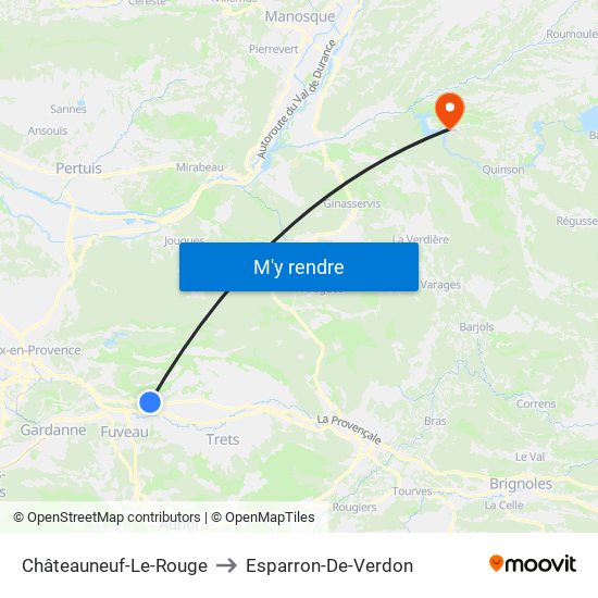 Châteauneuf-Le-Rouge to Esparron-De-Verdon map