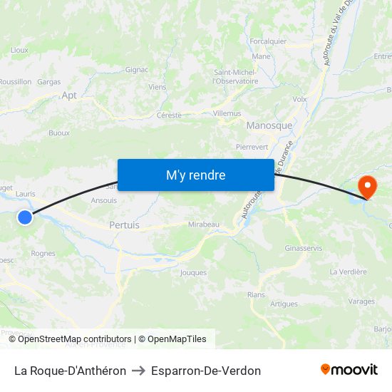 La Roque-D'Anthéron to Esparron-De-Verdon map