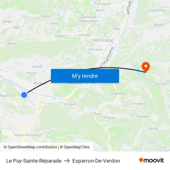 Le Puy-Sainte-Réparade to Esparron-De-Verdon map